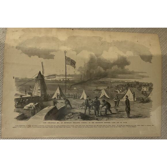 Antique Newspaper Civil War Cape Girardeau Harper Pictorial 1800s Military Rare - Picture 1 of 7